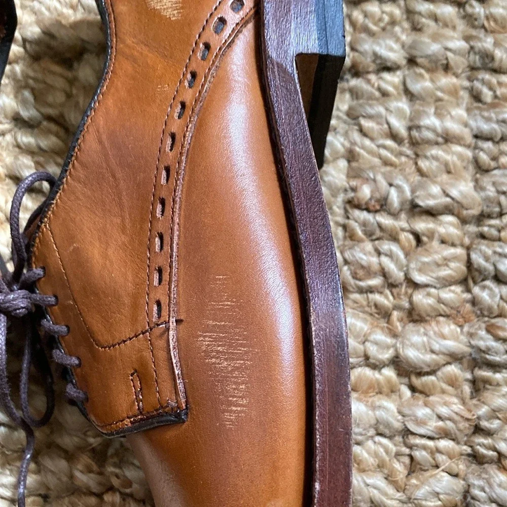 Alan Edmonds Mens Madison Avenue Size 7.5D Brown Leather Cap Toe Oxford Shoes‎